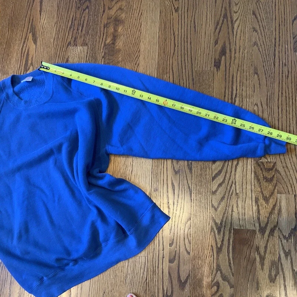Vtg Jerzees Sweater Adult 2X 90s Crew Sweatshirt Blue‎ Plain Blank 50/50 USA